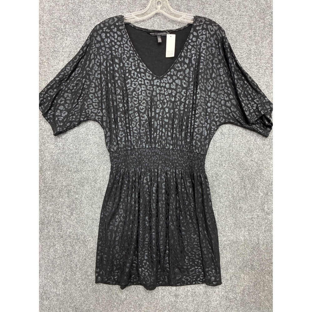 White House Black‎ Market Metallic Leopard Smocked Kimono Dress NWT